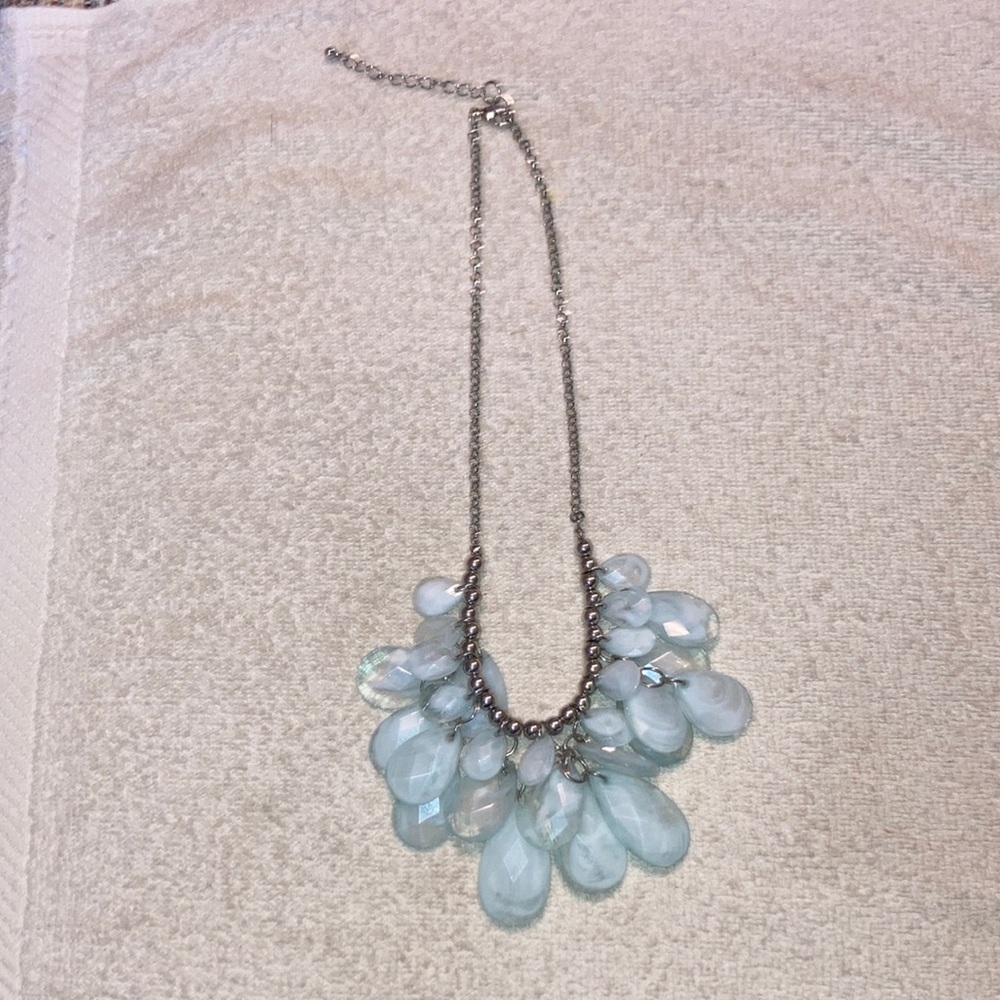 Elegant Silver and Blue Teardrop Necklace